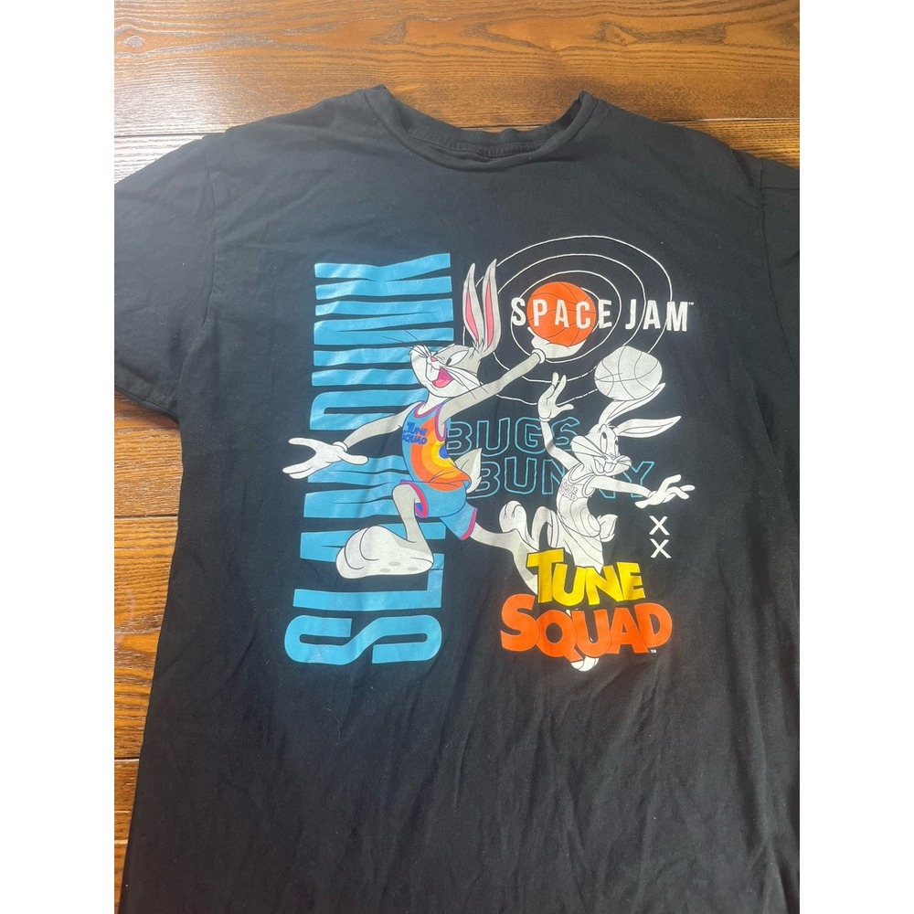 Space Jam Bugs Bunny Slam Dunk Tune Squad Graphic T-Shirt Mens Large Black